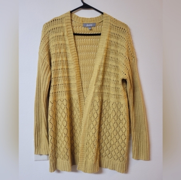 Marled Sweaters - Marled Mustard Yellow Open-Front Knit Cardigan